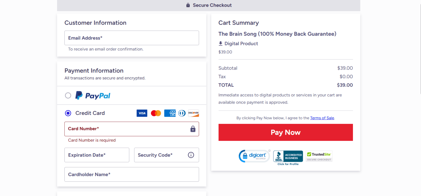 The-Brain-Song-checkout-page